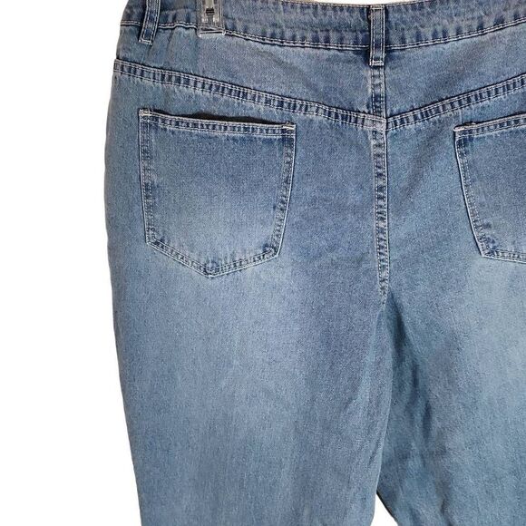 Venus Women's Mid Wash High Rise Ripped Cutout Embellished Denim Jeans Size 18 - Picture 7 of 10